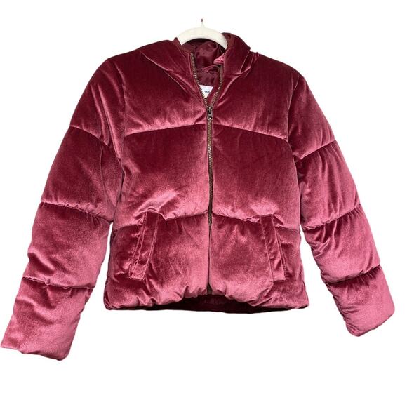 Old Navy Velvet Maroon Girl's Winter Puffer Coat XL 14-16